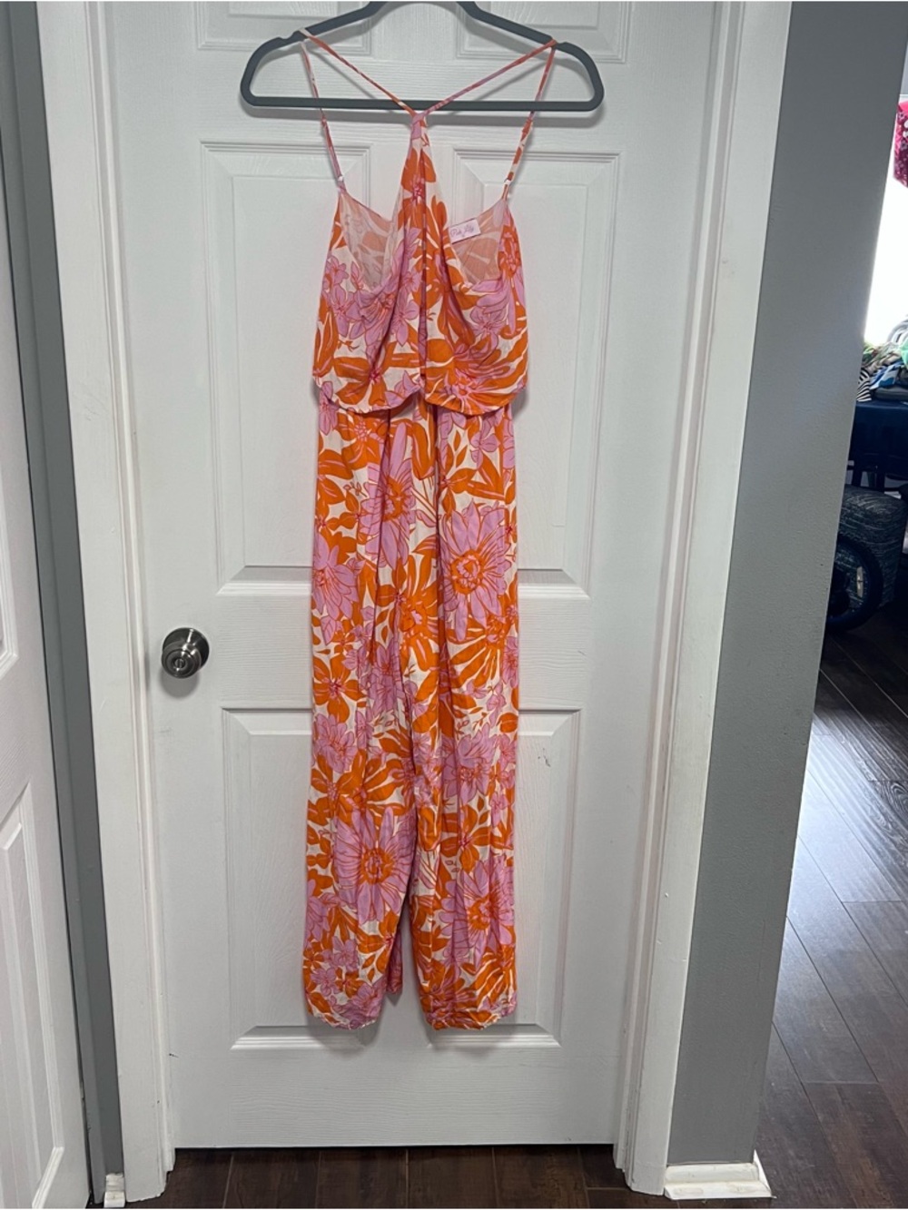 Pink Lily Pink & Orange Wide-Leg Jumpsuit Size S